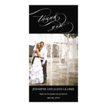 Personalized Elegant Script Wedding Thank You Customized Photo Card