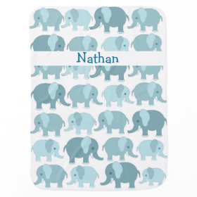 Personalized Elephant Baby Receiving Blanket