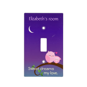 Personalized Evening Owls in Pink Switch Plate Cover