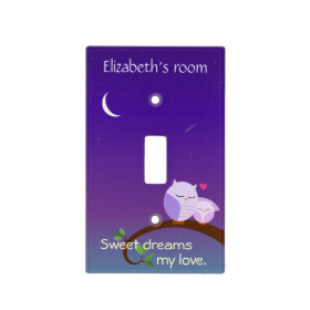 Personalized Evening Owls in Purple Light Switch Covers