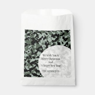 Personalized Family Christmas Green Camouflage Favor Bags
