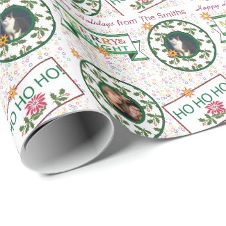 Personalized Family Pet Photo Christmas Holiday Gift Wrap Paper
