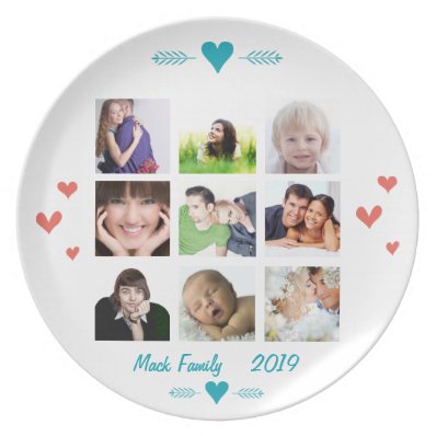 Personalized Family Photo Collage Dinner Plate