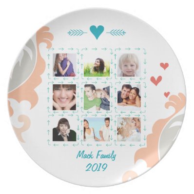 Personalized Family Photo Collage Melamine Plate