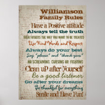 Personalized Family Rules House Sign Print