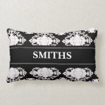 Personalized Fancy Black & White Ornate Pillow pillows