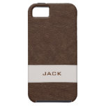 Personalized Faux Brown Leather iPhone 5 Case