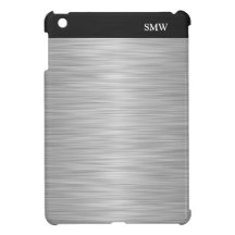 Personalized Faux Stainless Steel and Black Cover For The iPad Mini