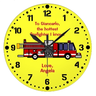 Personalized Firefighter Gift Firetruck Wall Clock