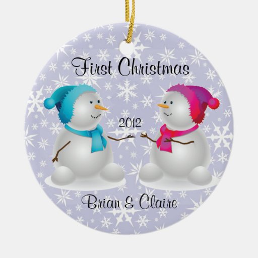 personalized first christmas snowcouple ornament zazzle personalized first christmas snowcouple ornament zazzle