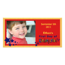 Personalized First Day of Kindergarten Custom Customized Photo Card