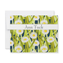 Personalized Flat Note Cards - Camomile and Navy L Custom Invitations