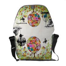 Personalized Flower Butterfly Birdcage Chandelier Courier Bag