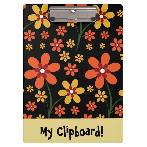 Personalized Flowers Design Black Clipboard