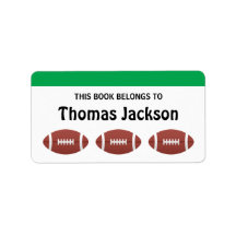 Personalized football cartoon bookplates for kids custom address labels