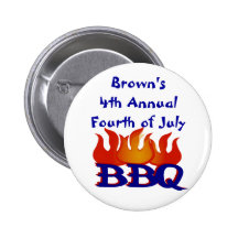 Personalized Fourth of July BBQ Party Button