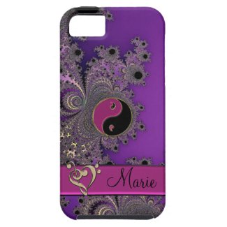 Personalized Fractal Yin-Yang Music Clef Heart iPhone 5 Cases