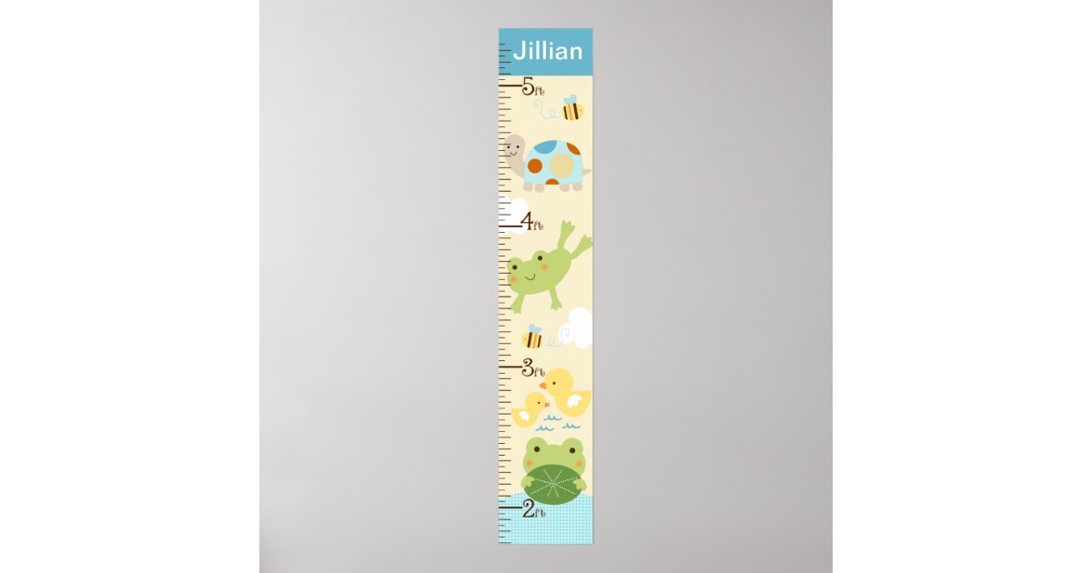 personalized frog in the pond turtle growth chart poster turtle growth chart