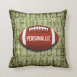Personalized Funky Green Grunge Football Pillow
