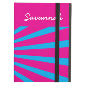 Personalized Funky Hot Pink Teal Starburst Case iPad Folio Cases