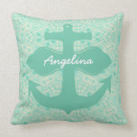 Personalized Funky Mint Anchor Pillow pillows