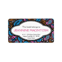 Personalized Funky Paisley Patterned Bookplate Personalized Address Label