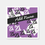 Personalized Funky Purple 21st Birthday Paper Napkins