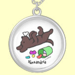 Personalized Funny Chocolate Labrador Cartoon necklaces