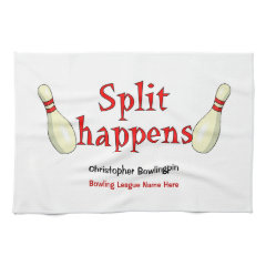 Personalized funny split happens bowling towel