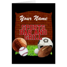 Personalized Funny Sports Bar and Grill Greeting Cards