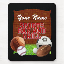 Personalized Funny Sports Bar and Grill Mousepads