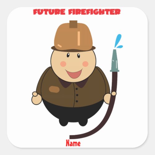 Personalized Future Firefighter, Future Fireman Square Sticker