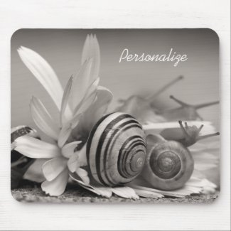 Personalized Garden Snails On Gerbera Daisy mousepad