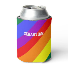 Personalized Gay Pride Rainbow Flag Can Cooler