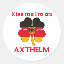 Personalized German Kiss Me I'm Axthelm Round Stickers