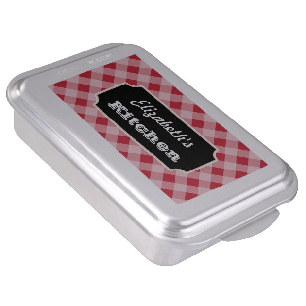 Personalized Gingham Cake Pan 4/5