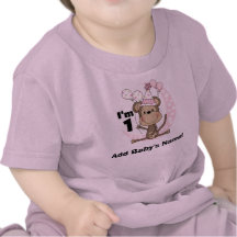 Personalized Girl Monkey in Party Hat 1st Birthday T Shirt
