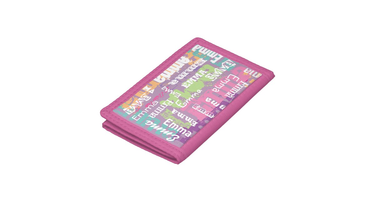 personalized girl 39 s name pink purple tri fold wallet zazzle tri fold wedding invites