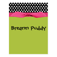Personalized Girly Cute Postcard Black & White Dot