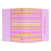 Personalized: Girly Striped Print Binder