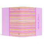 Personalized: Girly Striped Print Binder