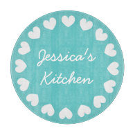 Personalized glass cutting board | Turquoise heart