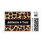 Personalized Gold Chocolate Black Leopard Wedding Stamps