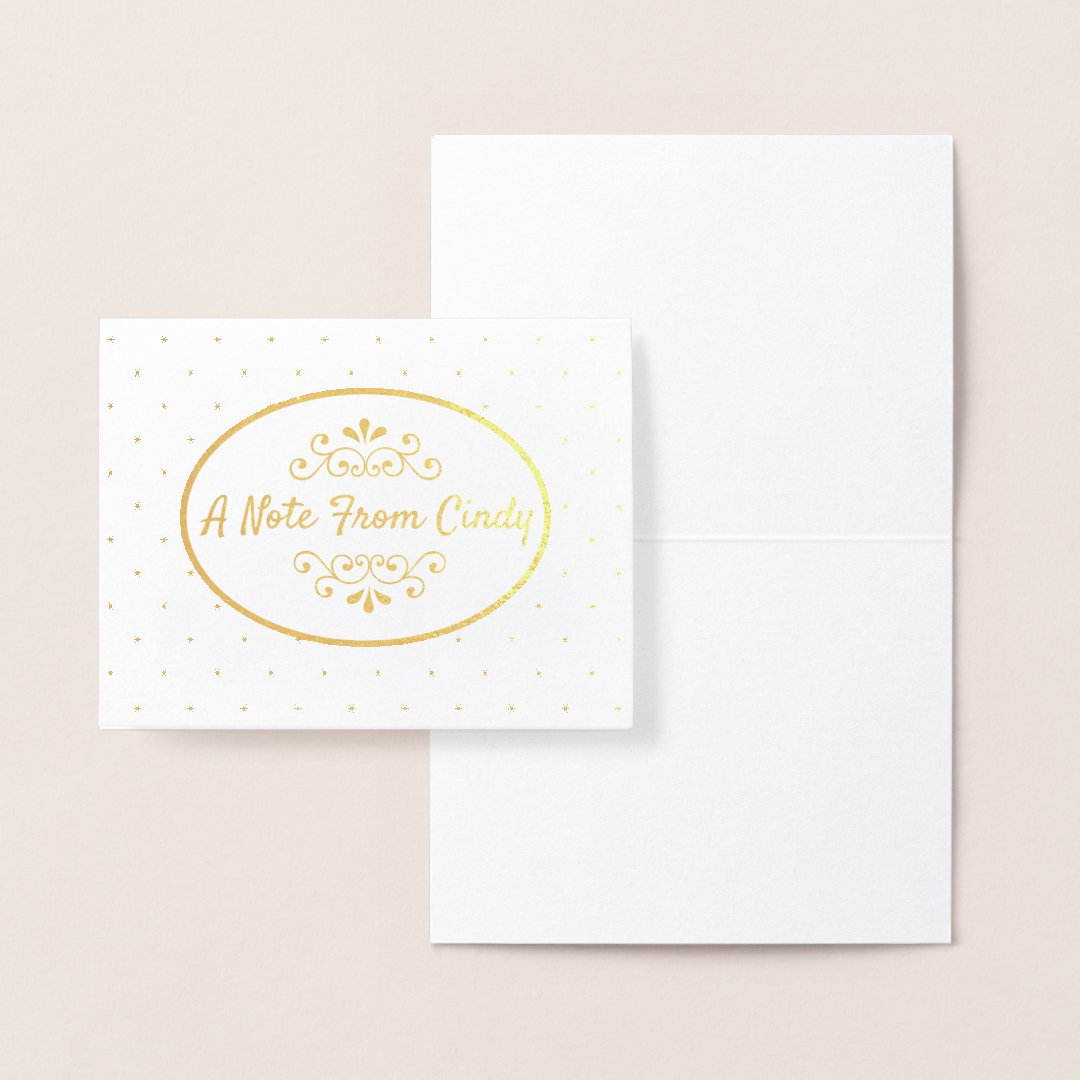 Personalized Gold Foil Note Card Zazzle