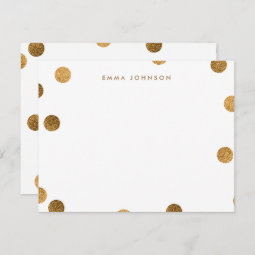 Personalized Gold Glitter Modern Polka Dot Note Card Zazzle