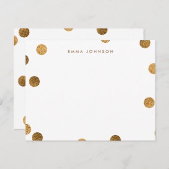 Personalized Gold Glitter Modern Polka Dot Note Card Zazzle