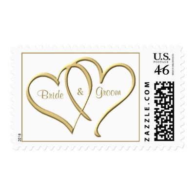 Personalized Gold Hearts stamps
