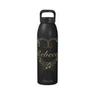 Personalized Golden musical notes love heart Reusable Water Bottles