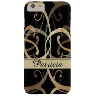 Personalized Golden Swirls Pattern On Black