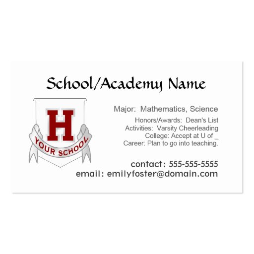 Personalized Graduation Name Cards Business Card (back side)